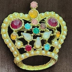 Vintage Goldtone Crown Brooch